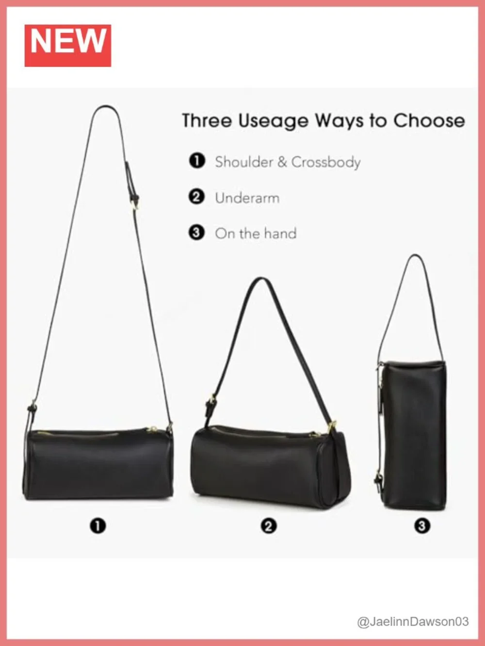 Premium Full Grained Leather Hobo Barrel Crossbody Bag with Adjustable Strap